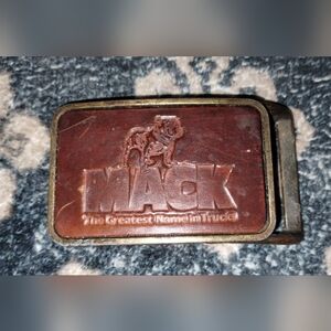 Vtg MACK Truck Belt Buckle The Greatest Name in Trucks, Bulldog SEMI Truck, RARE